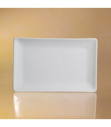 Set da 4 Piatti rettangolari in porcellana da portata rettangolari cibo antipasti dessert Bianco 19,8×12,8 cm per carne feste 
