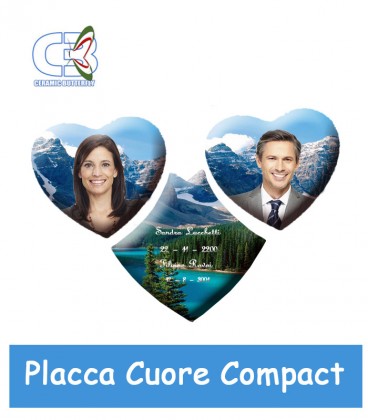 Placca cuore Compact c/2 cuori cm.28x18