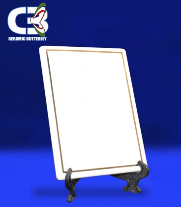 Placca rettangolare 8 x 10 con filo oro spessore 3,5 mm per unica cottura a 870°